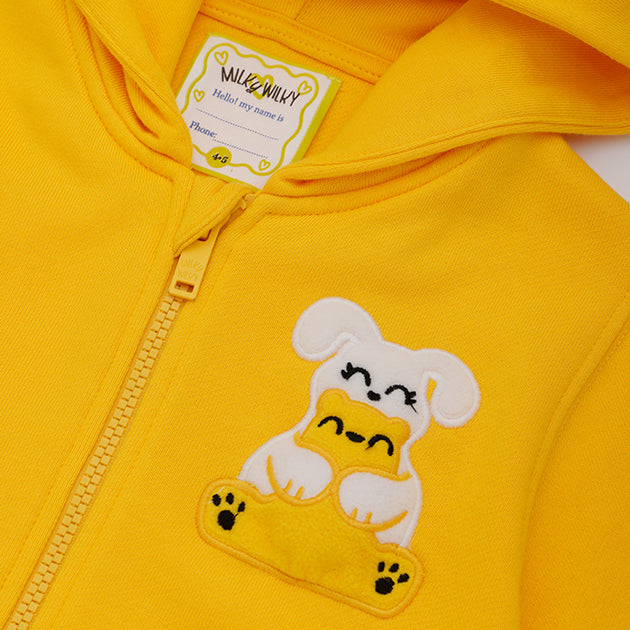 Ses Çıkaran Sarı Fermuarlı Kapüşonlu SWEATSHIRT