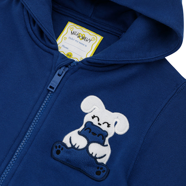 Ses Çıkaran Lacivert Fermuarlı Kapüşonlu SWEATSHIRT