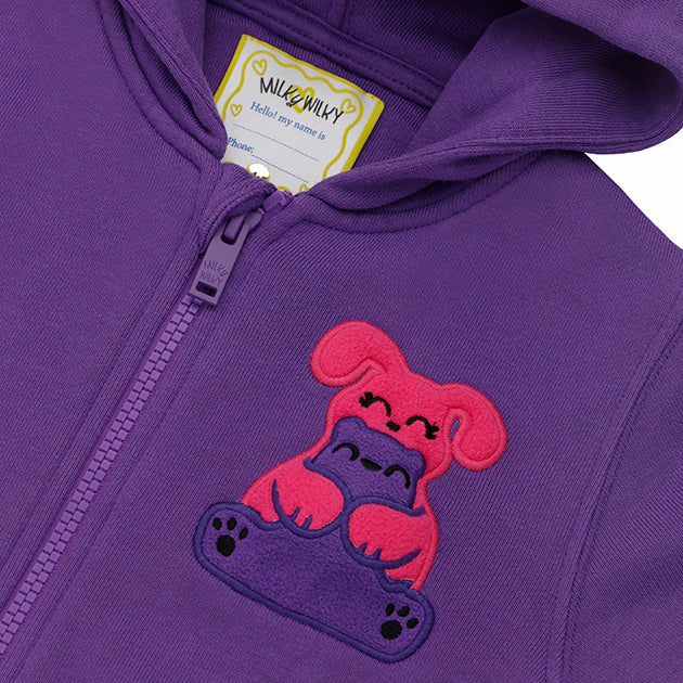 Ses Çıkaran Mor Fermuarlı Kapüşonlu SWEATSHIRT