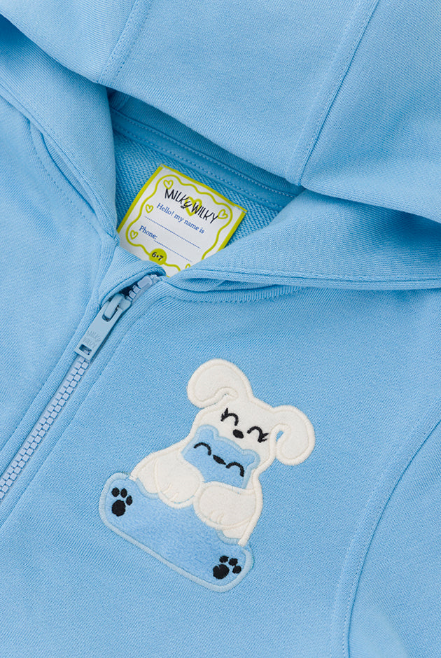 Ses Çıkaran Bebek Mavisi Fermuarlı Kapüşonlu SWEATSHIRT