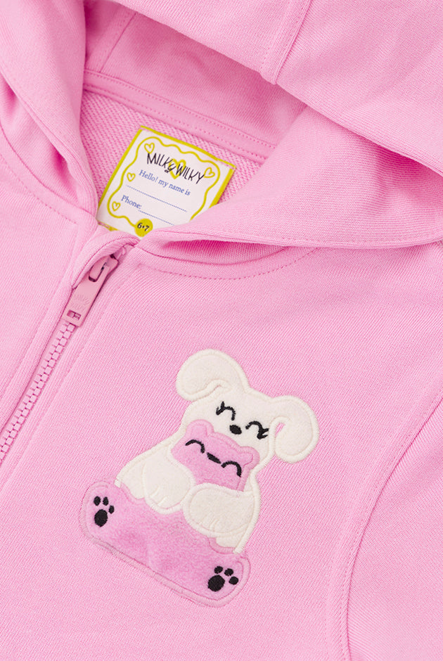 Ses Çıkaran Pembe Fermuarlı Kapüşonlu SWEATSHIRT