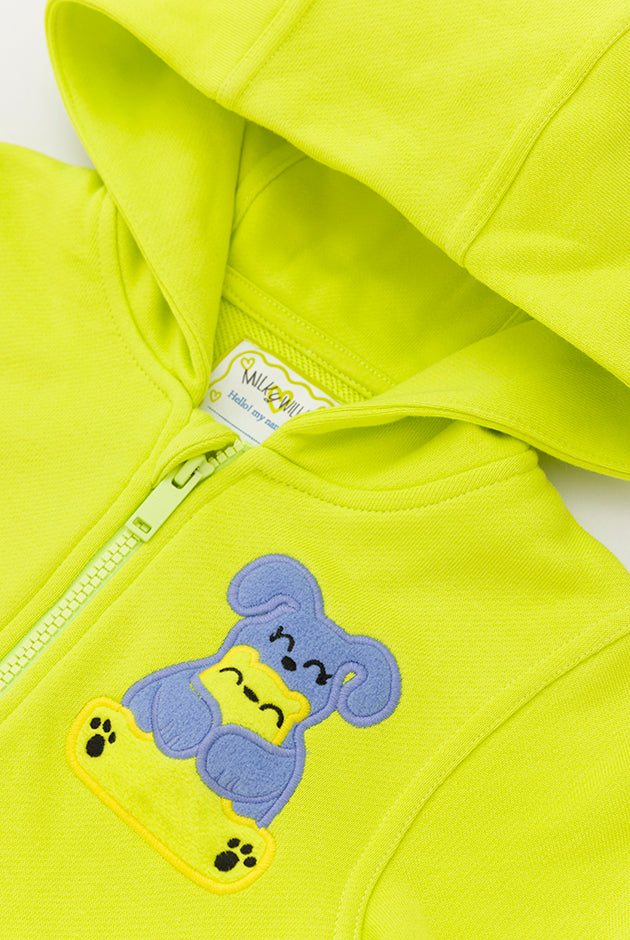 Squeaky Lime Zipped Hoodie Sweatshirt