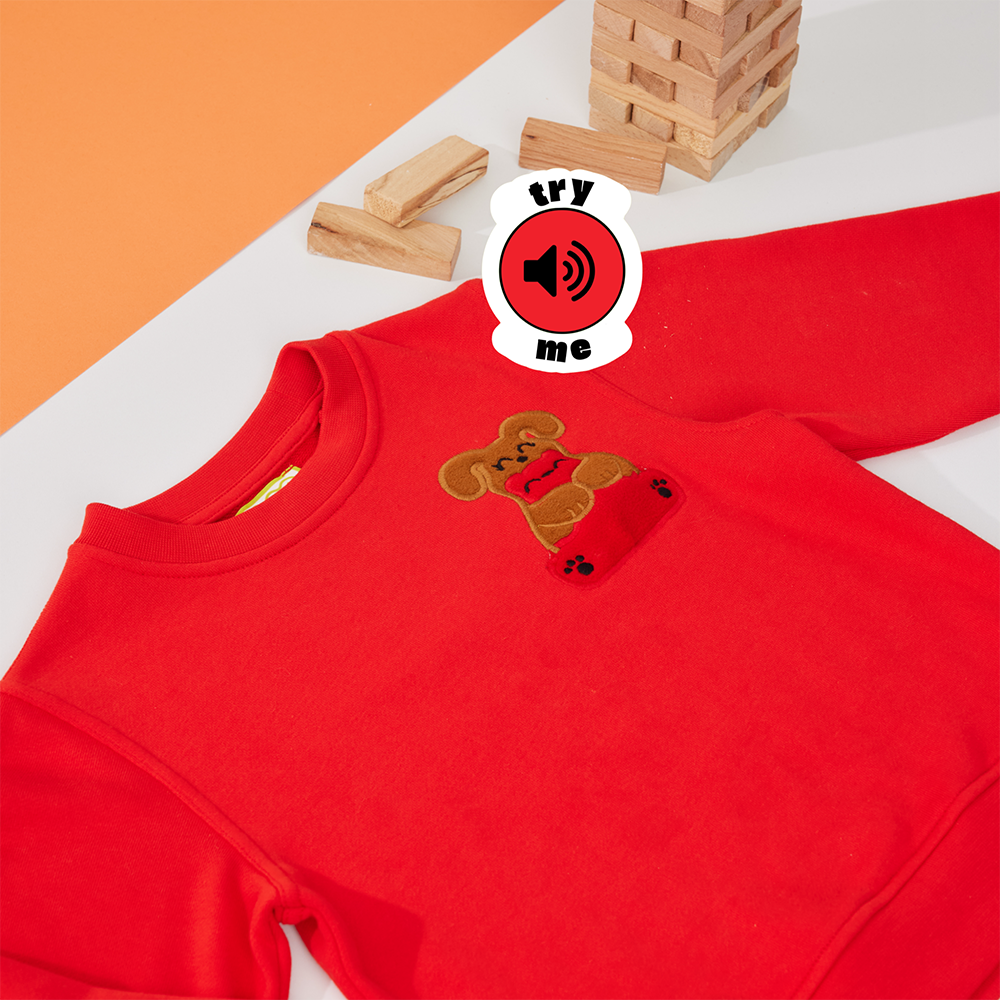 Ses Çıkaran Kırmızı Fermuarlı Kapüşonlu SWEATSHIRT