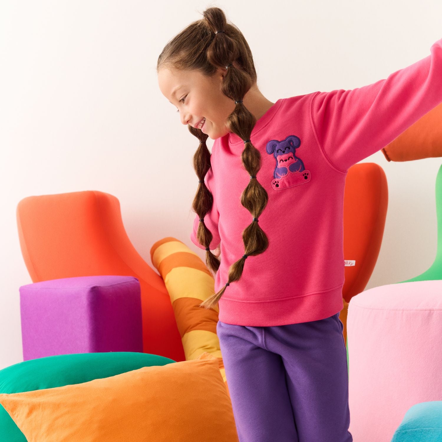 Ses Çıkaran Fuşya Bisiklet Yaka Sweatshirt