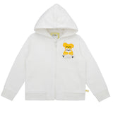 Ses Çıkaran Beyaz Fermuarlı Kapüşonlu Sweatshirt