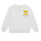 Ses Çıkaran Beyaz Bisiklet Yaka Sweatshirt