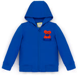 Ses Çıkaran Saks Mavisi Fermuarlı Kapüşonlu Sweatshirt