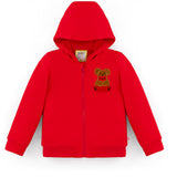 Ses Çıkaran Kırmızı Fermuarlı Kapüşonlu Sweatshirt
