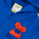 Ses Çıkaran Saks Mavisi Fermuarlı Kapüşonlu Sweatshirt