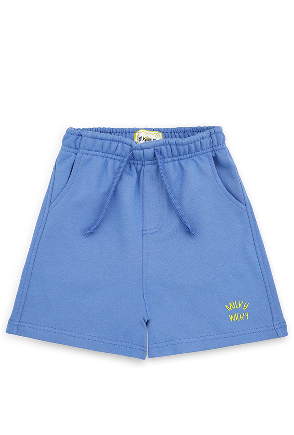 Erkek çocuk lila şort – Milky Wlky logo detayı (Önden Görünüm).